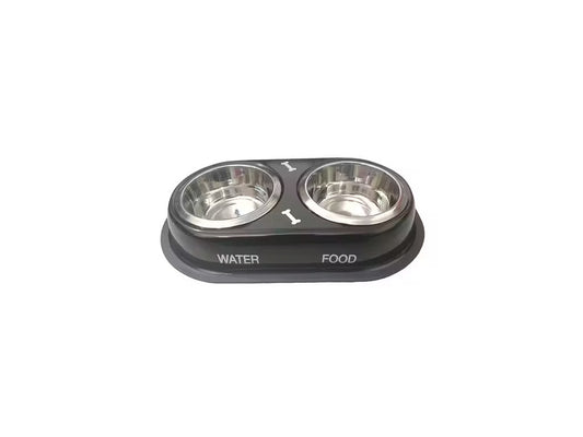 Steel Double Diner Dog and Cat Food Bowls